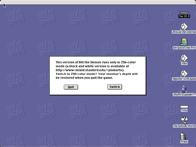 Bill the Demon running in a browser tab