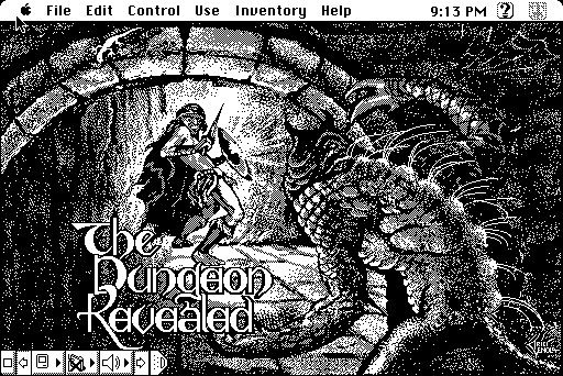 Screenshot of The Dungeon Revealed (John Raymonds, 1987) running on an emulated Macintosh SE