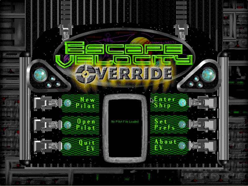Screenshot of EV Override (Ambrosia Software, 1998) running on an emulated Power Macintosh 9500