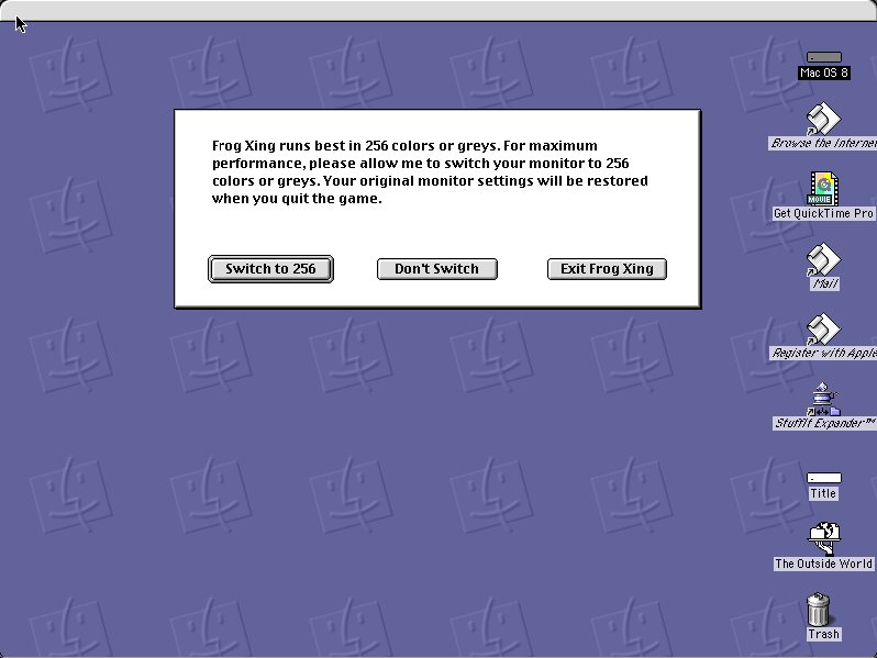 Frog Xing running in a browser tab