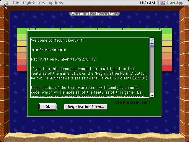 MacBrickout running in a browser tab