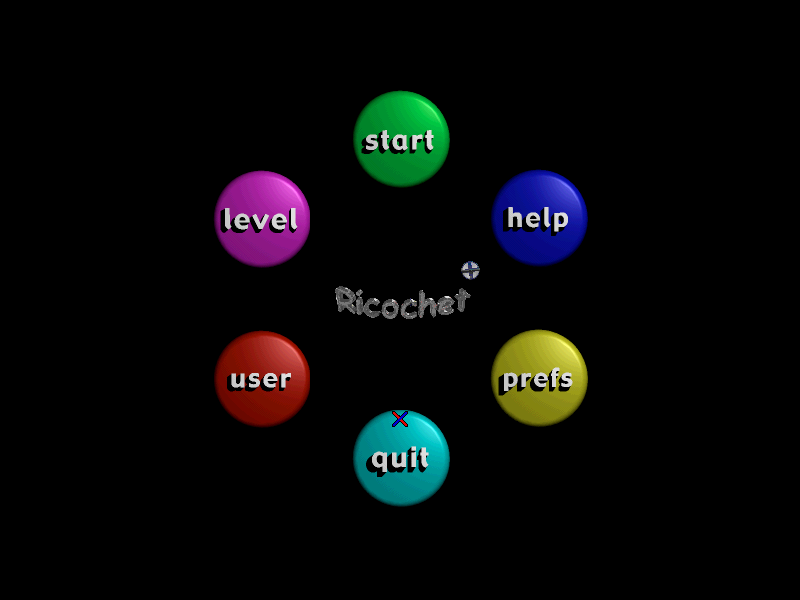 Screenshot of Ricochet (Bob Urschel, 1996) running on an emulated Power Macintosh 9500
