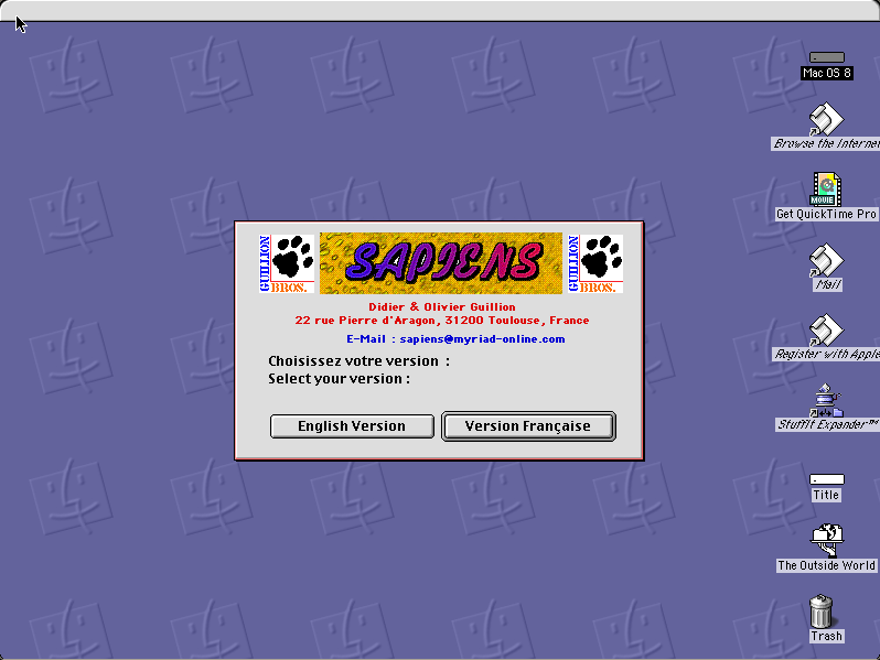 Sapiens running in a browser tab
