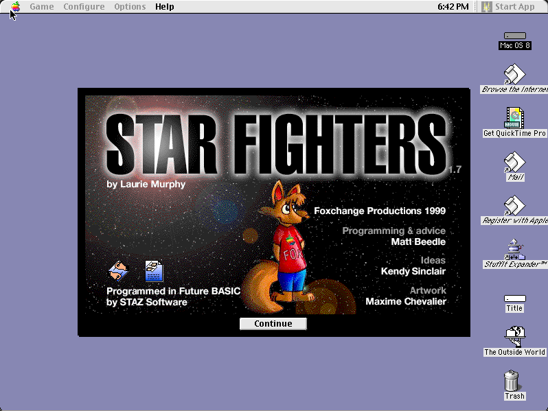 Star Fighters running in a browser tab