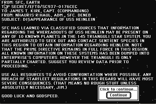 Star Trek: The Kobayashi Alternative running in a browser tab