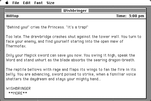 Wishbringer running in a browser tab